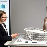 **

Confident architecture student presenting a well-organized portfolio to an interview panel. Focus on clear communication, positive body language, and showcasing diverse design projects. Subtle background elements hint at sustainable design principles and modern technology like parametric modeling.

**