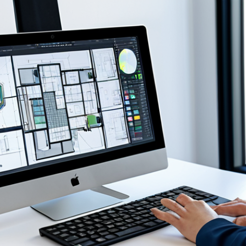 Home 24 A professional female architect, fully clothed in a modest business suit, seated at a modern desk in a well-lit, contemporary architectural studio. She is actively working on a large high-resolution monitor displaying complex 3D BIM models and sustainable design simulations, such as solar analysis and airflow patterns. A tablet is open next to her showing project data. The studio is clean and organized, with architectural drawings and digital screens in the background. The image emphasizes precision, technological integration, and innovation in architecture. Perfect anatomy, correct proportions, natural pose, well-formed hands, proper finger count, natural body proportions. High-resolution, professional studio photography, safe for work, appropriate content, fully clothed, professional.