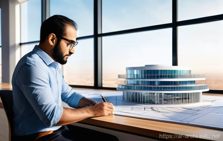 건축 설계의 이론과 실제 적용 사례 - An expansive, sustainable "green" building complex situated in an arid, vibrant Middle Eastern lands...