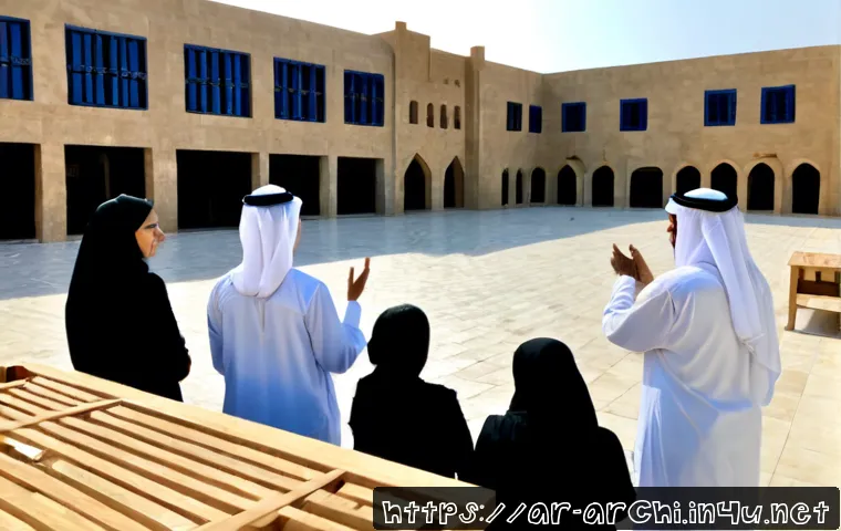 건축 프로젝트와 커뮤니티 참여 - Photorealistic community architecture workshop in a modern Arab neighborhood, diverse Arab residents...